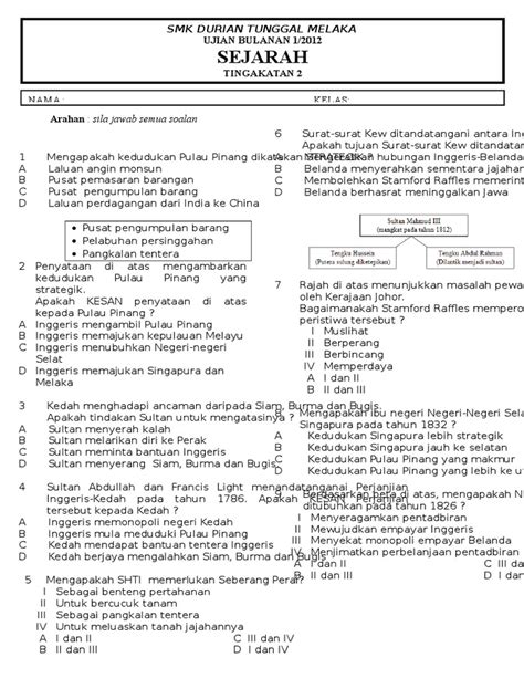 Soalan Objektif Sejarah Tingkatan 2 Bab 5 Image